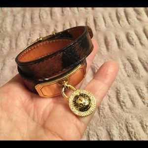 Wrap Around leather bracelet with lock charm. Engraved